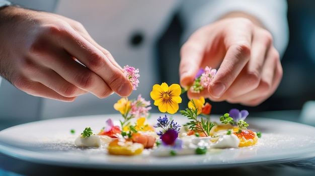 Talented chef preparing dish
